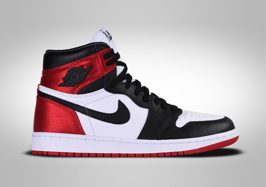 Nike aj1 satin black outlet toe